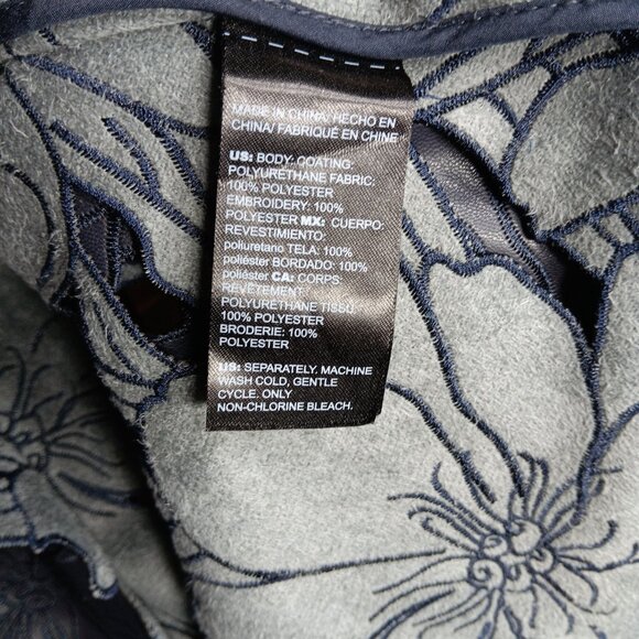 Chico's Faux Leather Laser Cut Floral Blazer Navy XL 16 - Picture 12 of 13